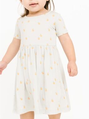 Toddler Blue Lemon Print Short-Sleeve Dress